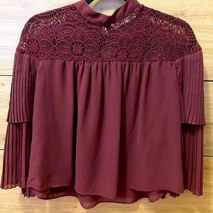 Preloved Abercrombie Burgundy Chiffon Top, Sz Sm